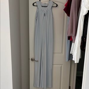 Calvin Klein Pale Blue Halter Pleated Jumpsuit